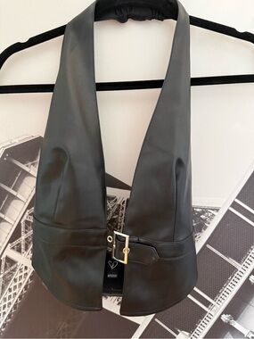 Windsor Black Halter-Style Top with Buckle